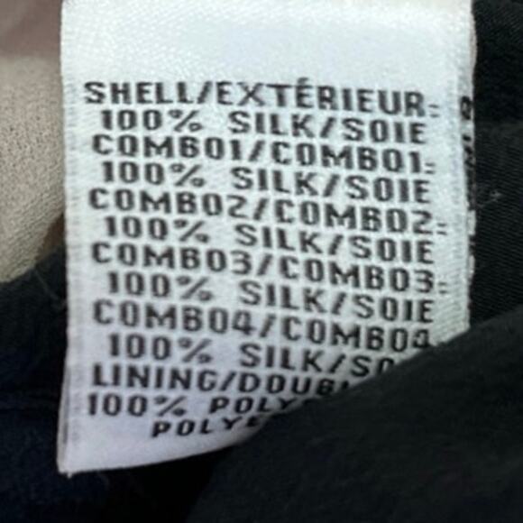 Diana Von Furstenberg Cream Black 100% Silk Colorblock Long Sleeve Blouse Top 2 - Picture 6 of 6